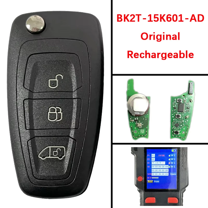 CN018057 clé à distance intelligente originale batterie Rechargeable 4D83 puce 433Mhz BK2T-15K601-AD pour Ford Transit/Transit personnalisé 2014 +