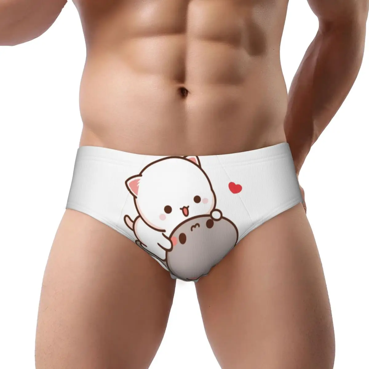 

Мужские трусы на заказ Peach And Goma Mochi Cat Love, мужские короткие трусы, мужское комфортное нижнее белье, трусы