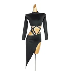 2023 New Ballroom Latin Dance Dress Women's Competition Salsa Tango Clothes Long Sleeves Rumba Party Stage Performance Costumes