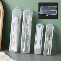 Portable transparent dustproof plastic tableware box Rectangle Case For spoons forks chopsticks straws makeup brush storage box