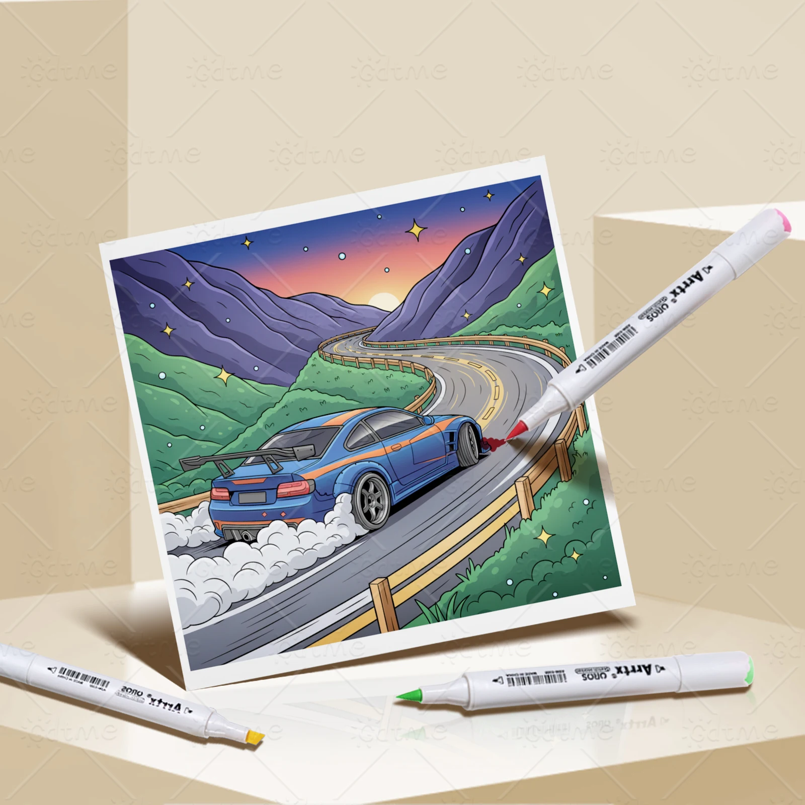 ANIMATED DRIFT CAR Malbuch Simple Joys Stressabbau-Zeichenbuch Perfektes Geschenk für Party und Geburtstag Weihnachten – Detail 6