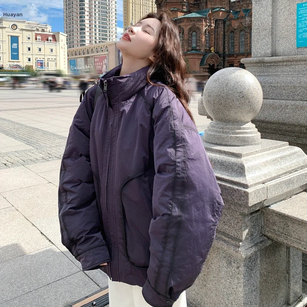 

Purple High-End 90 White Du down Jaet Women Winter 2025 New Korean Sle Small Size ort Thiened Baseball Coat
