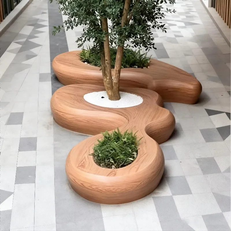 

Современный уличный пруд с деревом, цветочный пруд, цветное сиденье из стекловолокна, скамейка, скульптура, может быть изготовлена по индивидуальному заказу