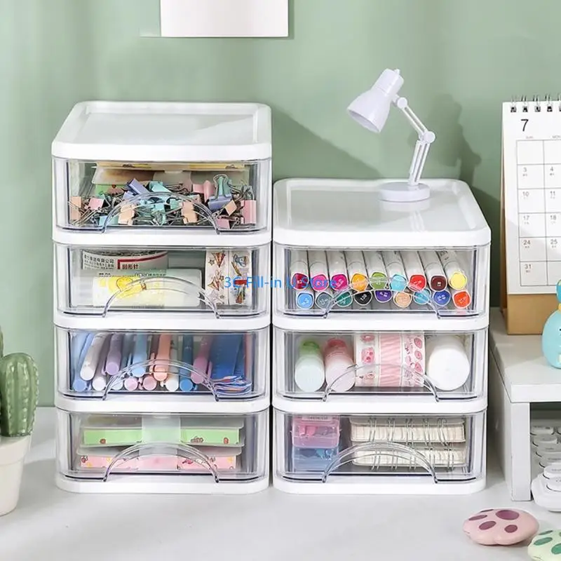 

G8TA Clear Stackable Storage Box Small Plastic Desk Stationery Supplies