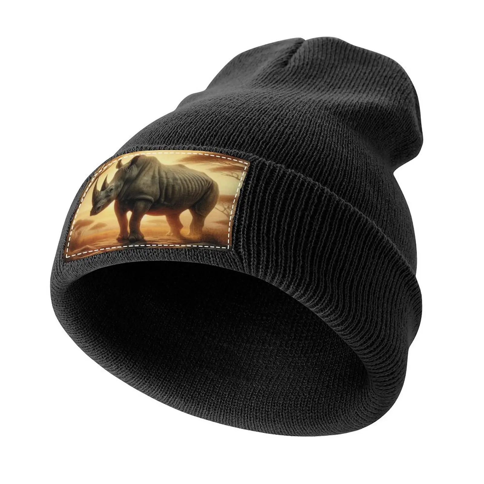 

AFRICAN SUNSET RHINO Knitted Cap Military Tactical Cap cute Icon Women Men's