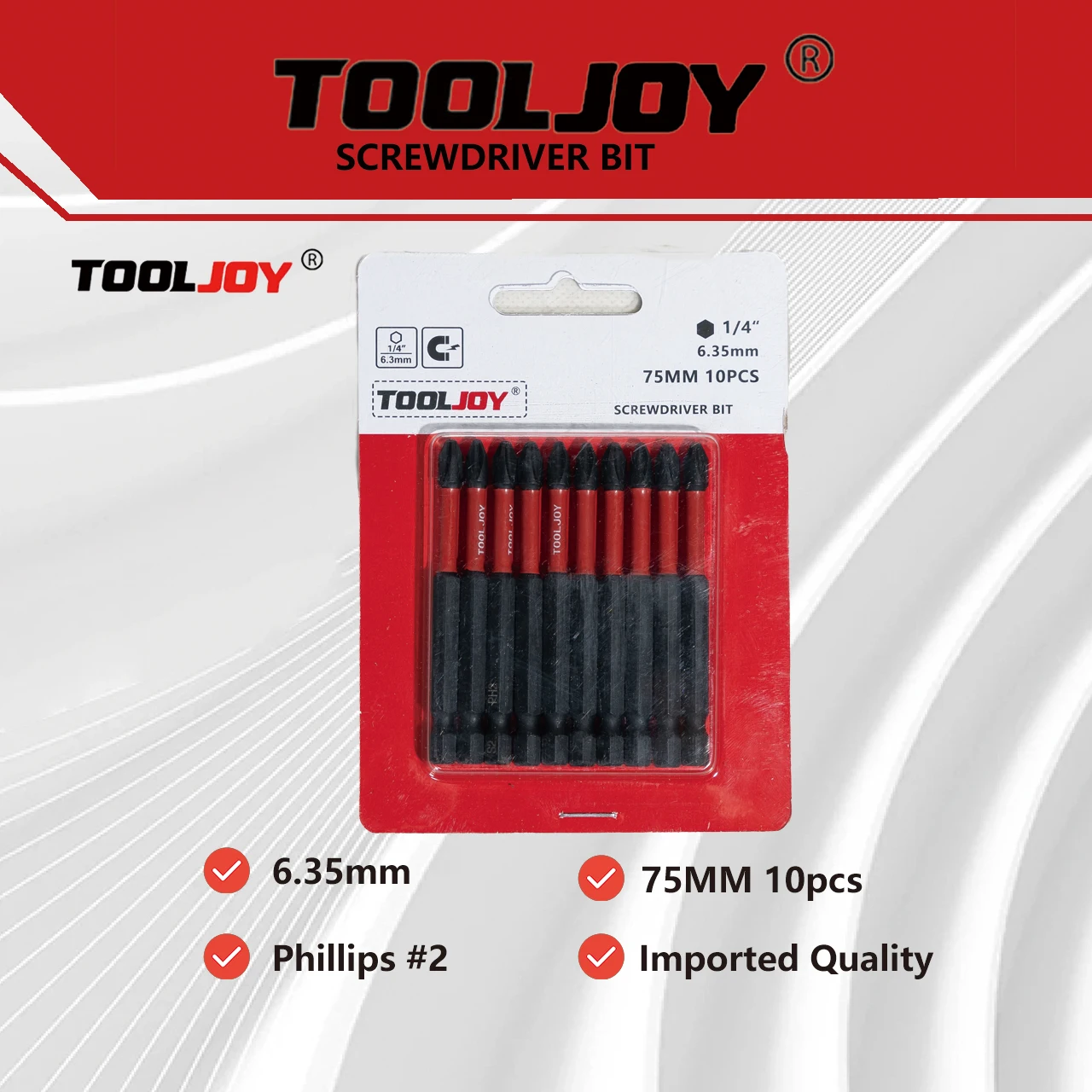 

TOOLJOY 75mm PH2 electric batch head set high-strength impact screwdriver head hexagonal handle cross,