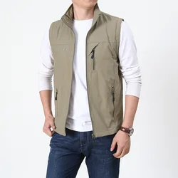14 Pockets Summer New Men US Tactical Hiking Fishing Vest Mens Photographer Waistcoat Mesh Cargo Sleeveless Jacket Tool Vest 7XL