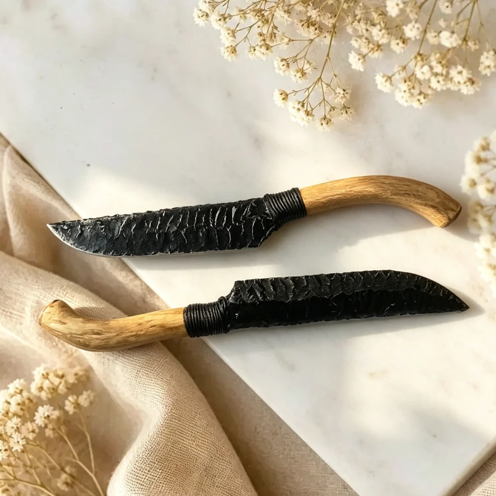 Natural Obsidian Knife Ornament, Hand-Carved Crystal Knife, Mineral Specimen, Home Decor, Holiday Gifts, Collection
