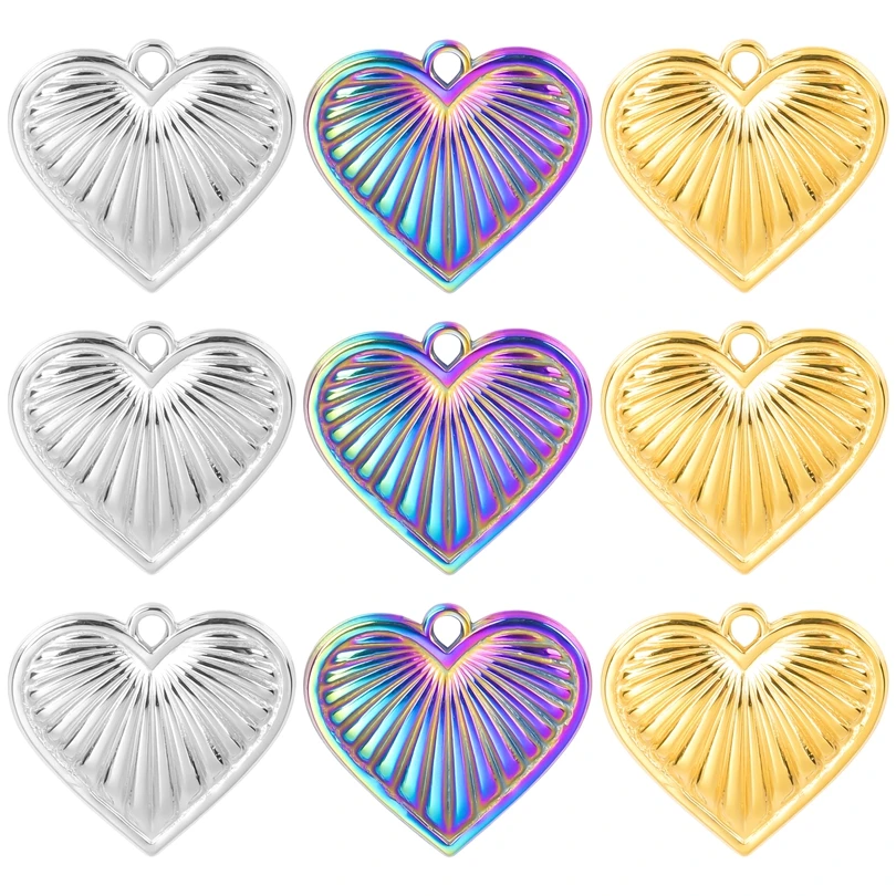 

3Pcs Stainless Steel Colorful Pendants Love Heart Shape DIY Making Jewelry Necklace Earring Craft Temperament Metal Accessories