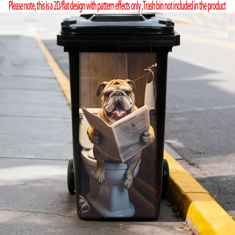 

Dog Reading Newspaper Animal Trash Can Sticker Bin Stickers Waterproof Self Adhesive Wallpaper Home Wall Art Kitchen Decoration