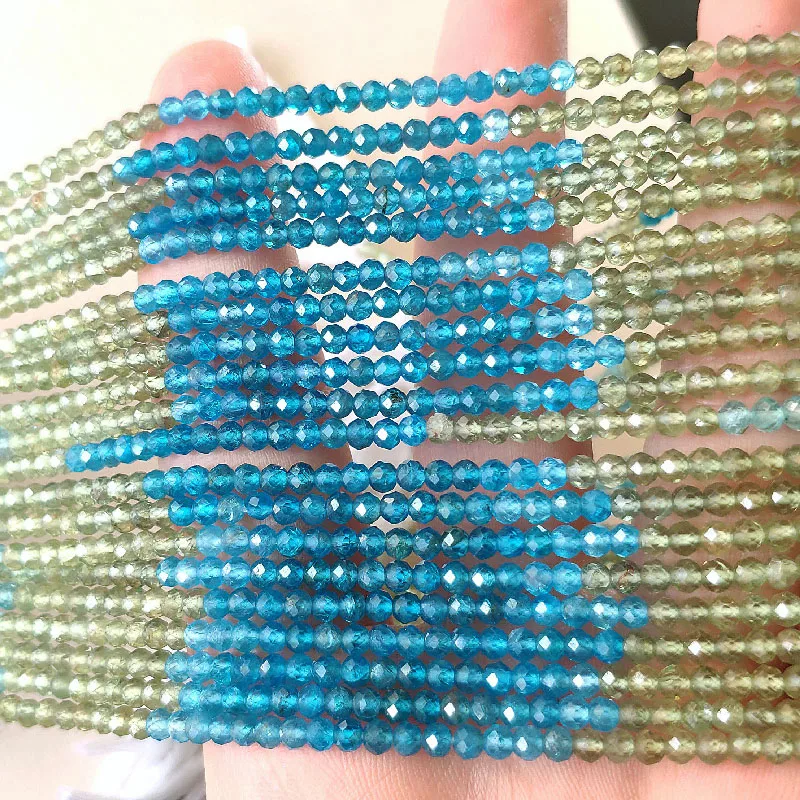 

loose beads bue /green Apatite faceted 2.8mm nature 32CM for making jewelry necklace FPPJ wholesale