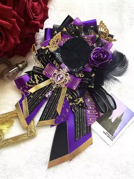 luxury purple badge holder,ita bag ribbon decoration,Appreciation Rosette,long streamers Badge Rosette