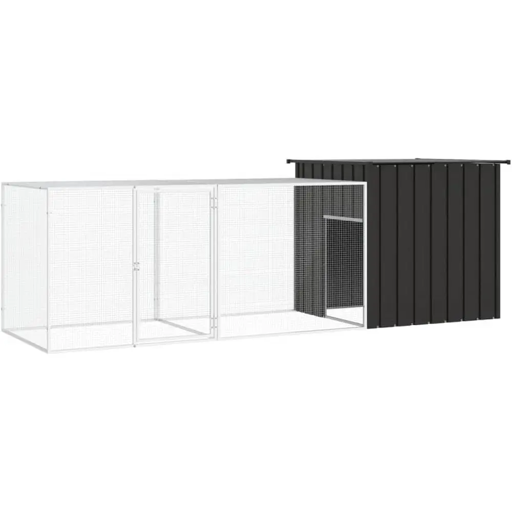 

Уличный курятник и вольер для кроликов из оцинкованной стали антрацитового цвета, 118.1x35.8x39.4 для использования на участке