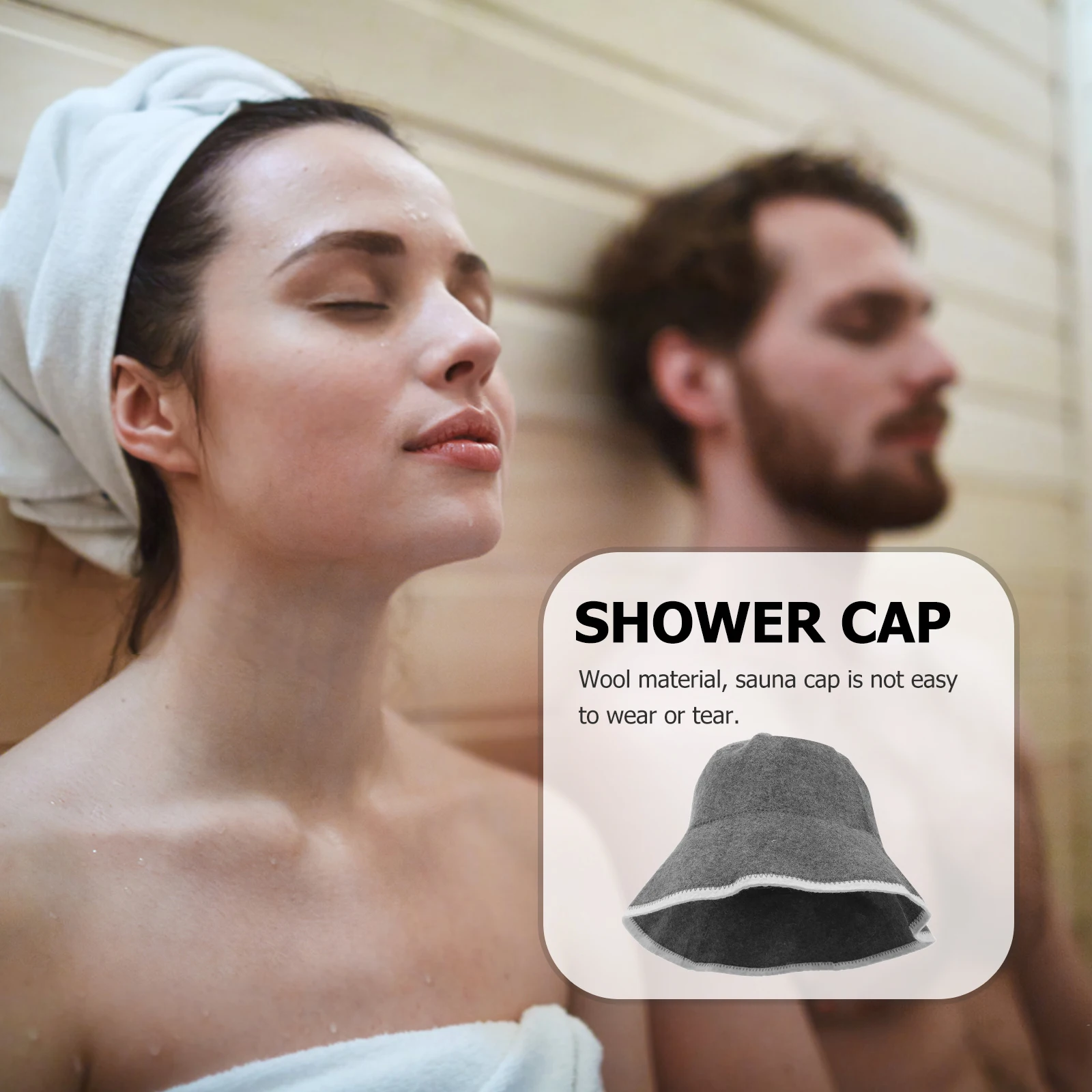 

Wool Sauna Large White Breathable Reusable Shower Bath Cap Spa Accessories Bath Accessories Hot Spring Facility