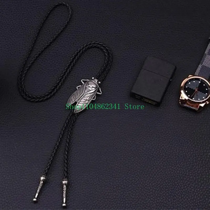 Carved Cicada Buckle Decors Bolo Tie for Men Women Bridegroom Wedding Necklace Western Cowboy Necktie Bolo Tie for Shirt