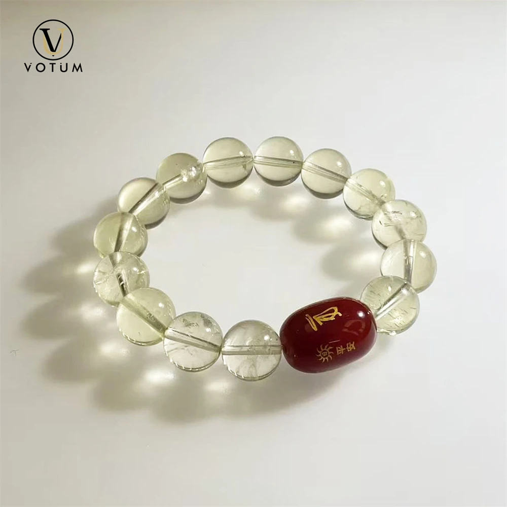 Votum Natural Tai Sui Tailsman Citrine Bracelet for Women Men Attract Wealthy Crystal Luck Charm Bracelets Gift Beaded Jewelry