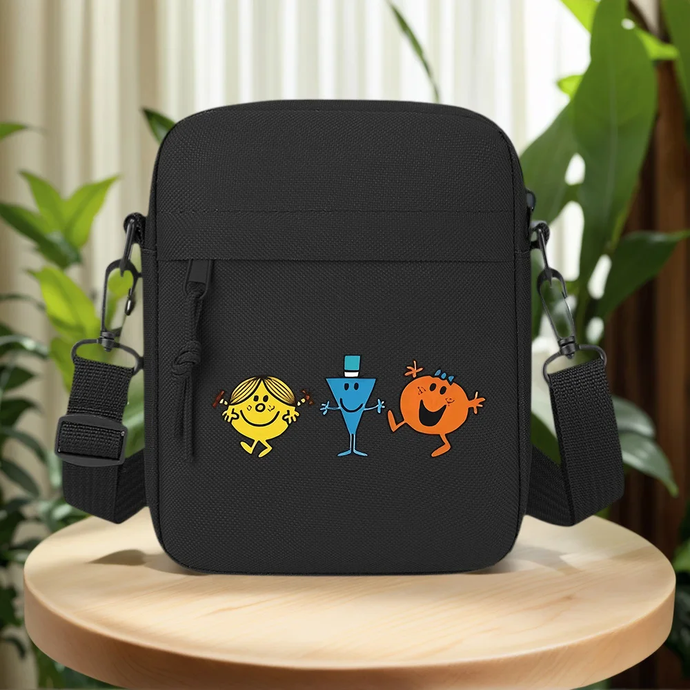 Smiling characters with different shapes Men Crossbody Bag Single Shoulder Women Cartoon Anime Film Printing Design Unisex