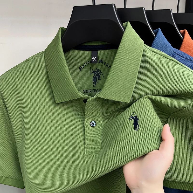 High-End 100% Baumwolle Kurzarm Polo Shirt Herren Sommer Luxus Marke Klassische Paul Pony Stickerei Freizeit Business Mode Golf T-Shirt – Detail 22