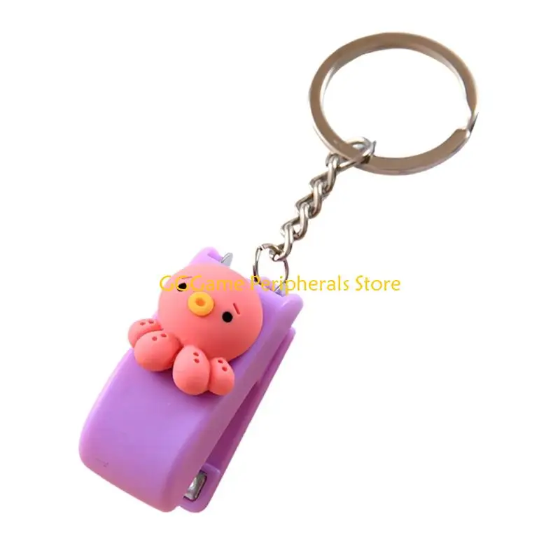 U55B Tiny Cartoon Stapler With Keychain Rings 20 Sheets Capacity Pocket Size Stapler For Offices School and Travel Use