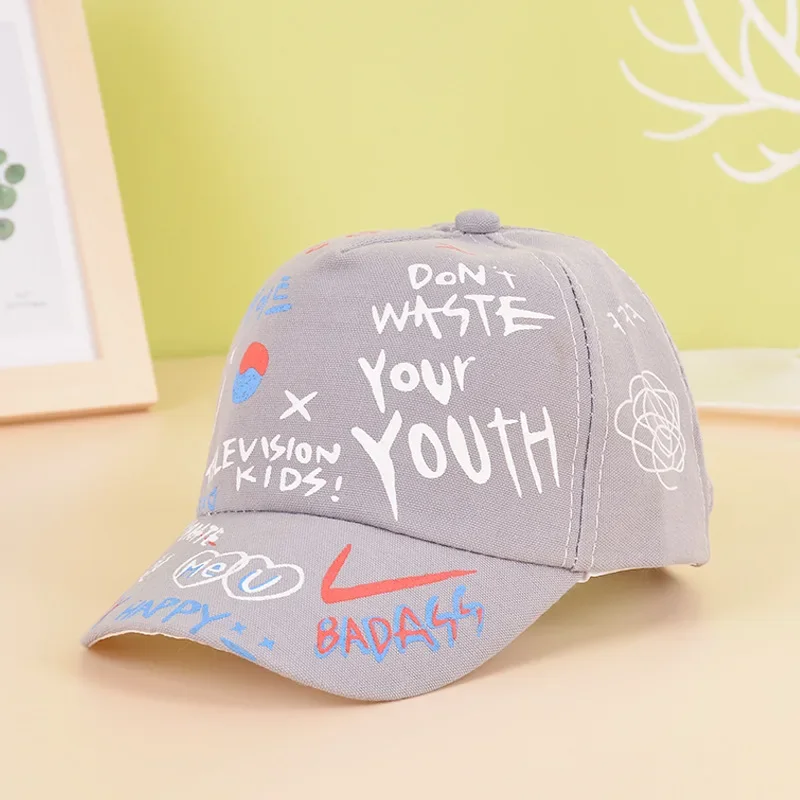 Dzieci Graffiti Baseball Cap New Spring Summer Solid Sunhat Boys Girls Cotton Snapback Caps Cute Kids Hip Hop Fishing Hat 3-6Y