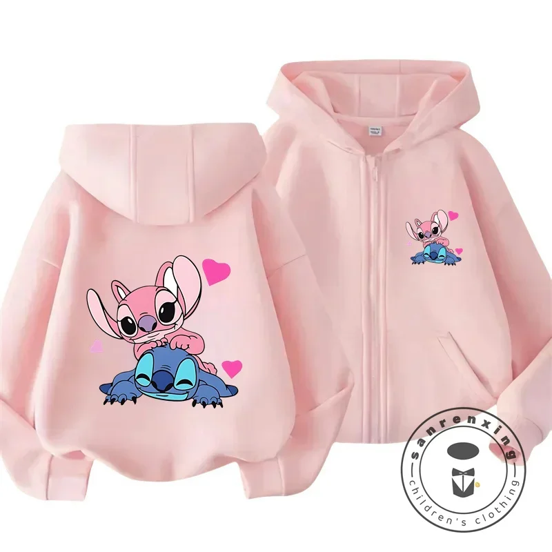 Disney Stitch Kawaii Printed Children\'s Clothing 3 14 Years Old Boys and Girls Clothing Street Casual Sports Warm Soft Hoodie