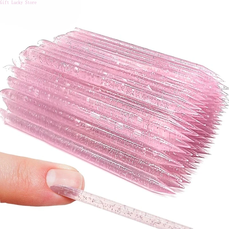 

100/50Pcs Nail Art Cuticle Pusher Reusable Double End Crystal Stick Professional Cuticle Removal Tool Manicure Nail Accessories