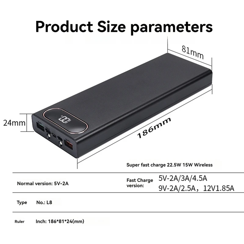 8*18650 แบตเตอรี่ชาร์จ Dual USB แบตเตอรี่ SHELL DIY Power Bank กรณี Fast CHARGING แบตเตอรี่ Bank กล่องกล่อง