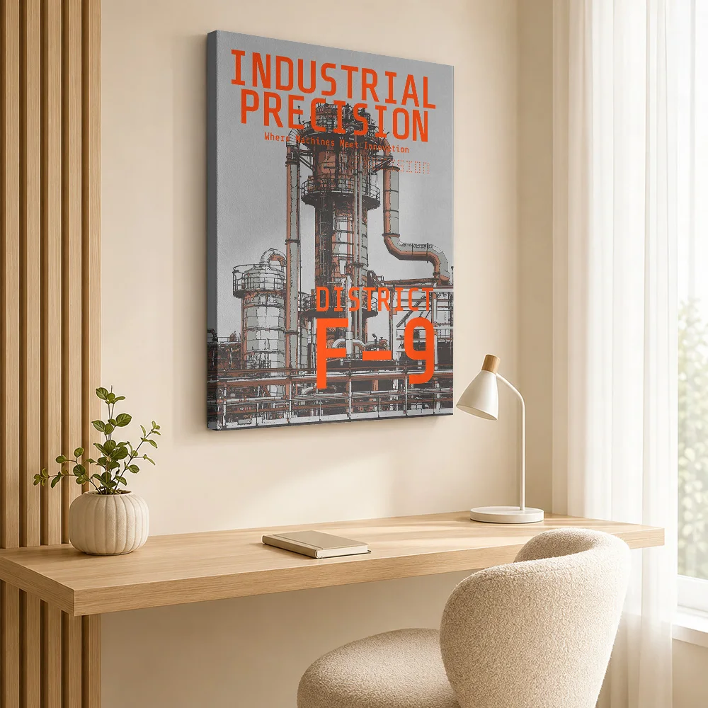 Industrial Precision District F9 Framed Canvas Print Poster Personalized Modern Aesthetic Wall Paintings Decoration for Office