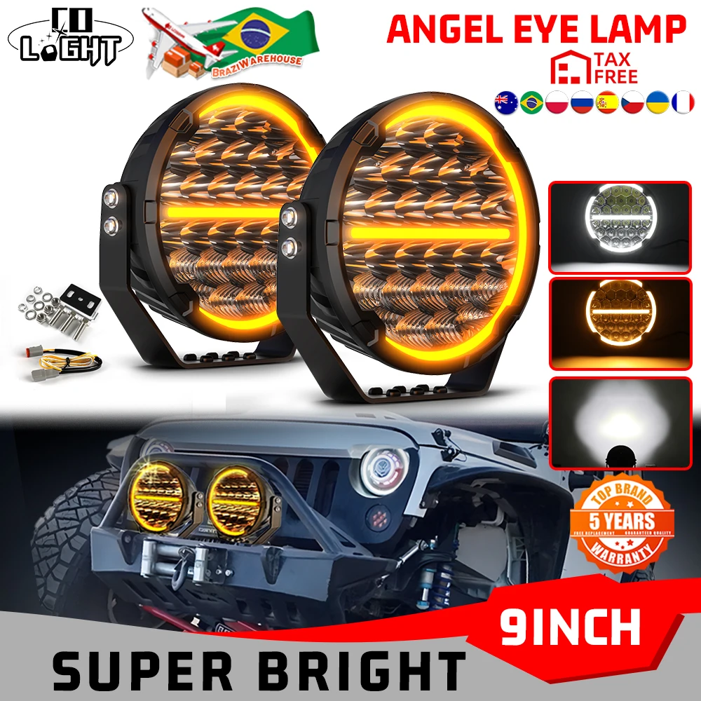 CO LIGHT Round LED Pods Light Bar 9 inch Combo Beam Work Off Road Driving Lights Lamp Headlight for Car Truck SUV 4x4 12V 24V