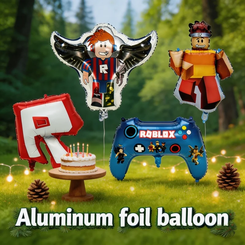 Roblox Aluminiumfolienballon-Kombination: Themen-Geburtstagsdeko, Ballon-Fest-Szenen-Layout, Party-Verzierungszubehör