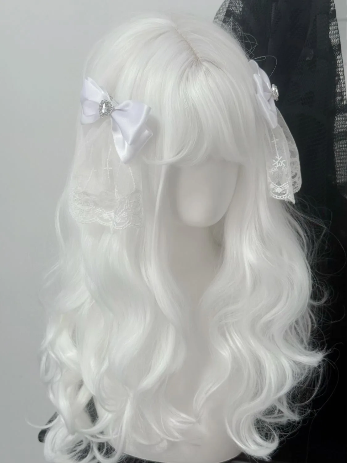 Lolita – ruban en Polyester pour femmes, dentelle, strass, grand nœud papillon, épingle à cheveux, personnalité de la mode, pince à cheveux pour mines terrestres douces et mignonnes