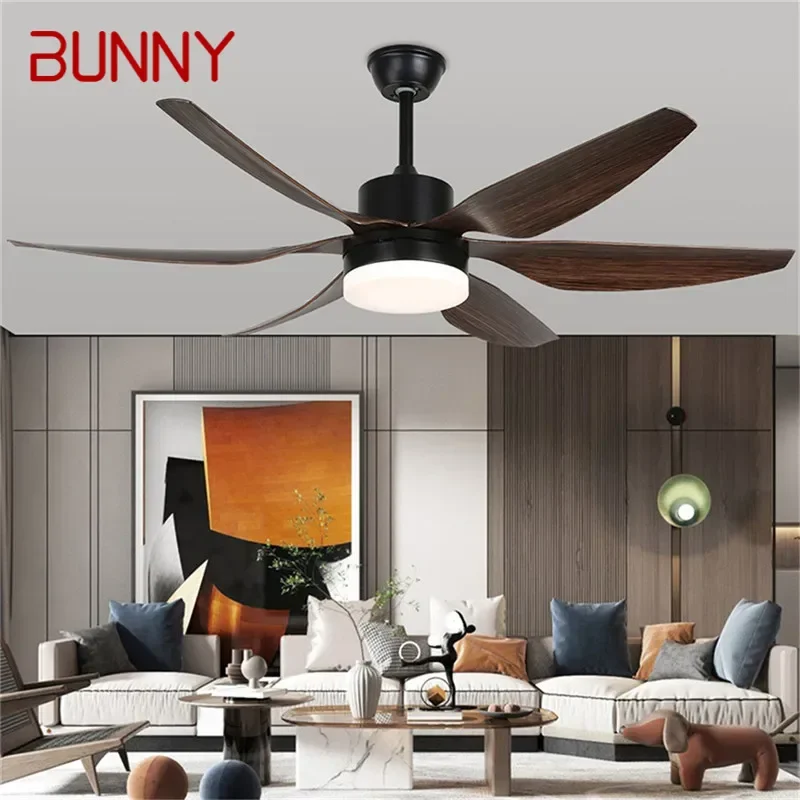 BUNNY Modern Fan Light Luxury Living Room Restaurant Bedroom Study LED Ceiling Fan Light Remote Electric Fan Light