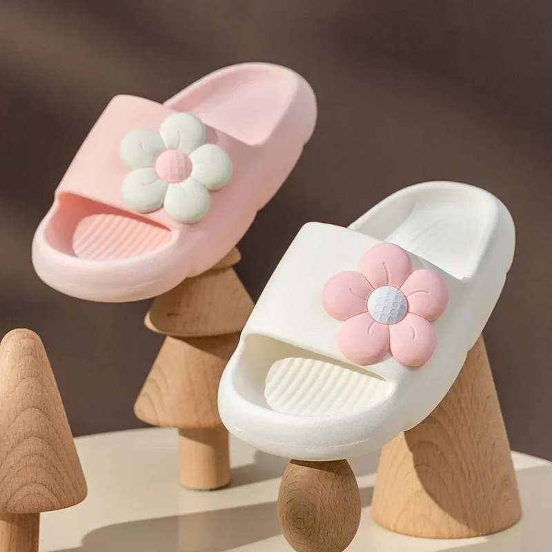 Summer Cute Cartoon Children's Slippers Breathable Flower Pattern Comfortable Non-slip Soft Home Boys Girls Slippers Kids