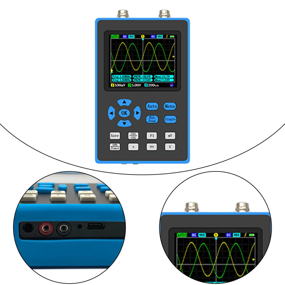 Digital Portable USB Oscilloscope 120MHz Bandwidth Dual Channel 500M Sampling Rate 28inch Large Screen for Car/ Appliance Repair