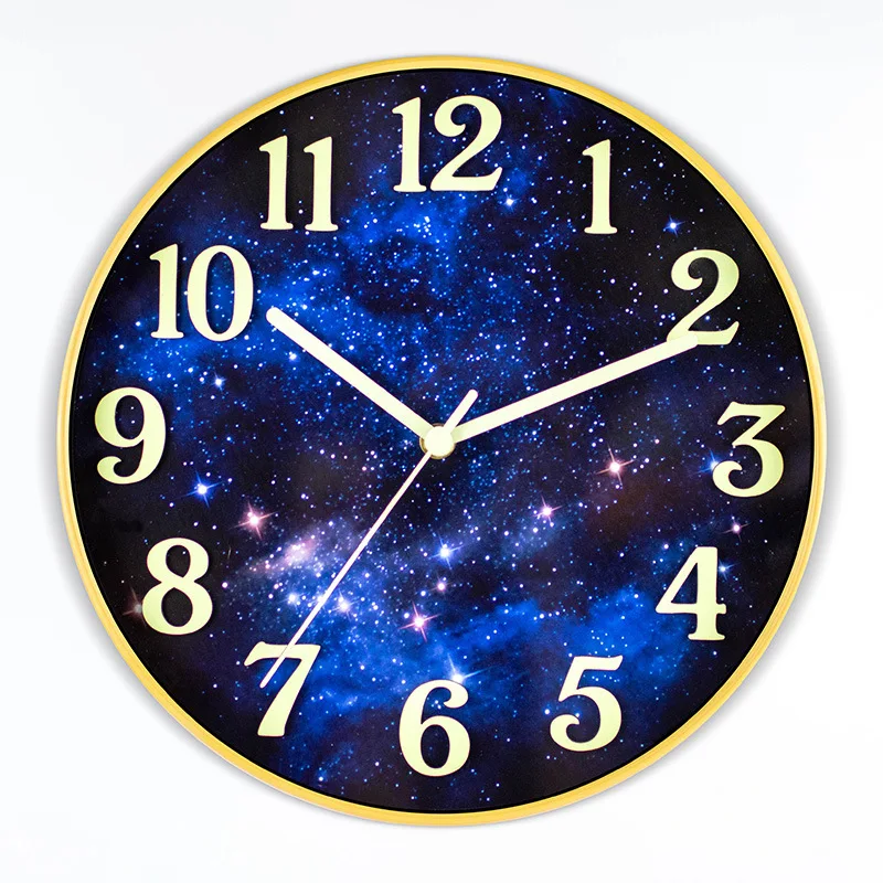 Interstellar imitation wood grain luminous three-dimensional luminous wall clock silent clockpersonalized creative hanging clock