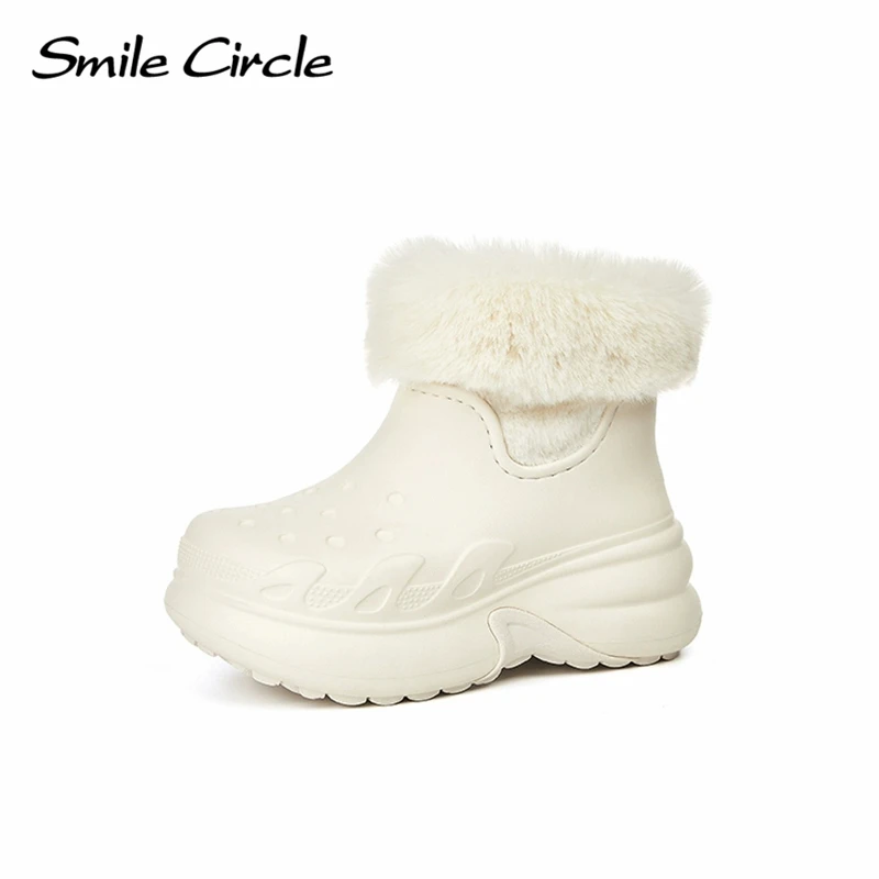 Women's Stomp Lined Boots Clogs Winter Faux Fur Snow Boots Waterproof Non-slip Rain Boots Garden Shoes Women Outdoor Ankle Boot