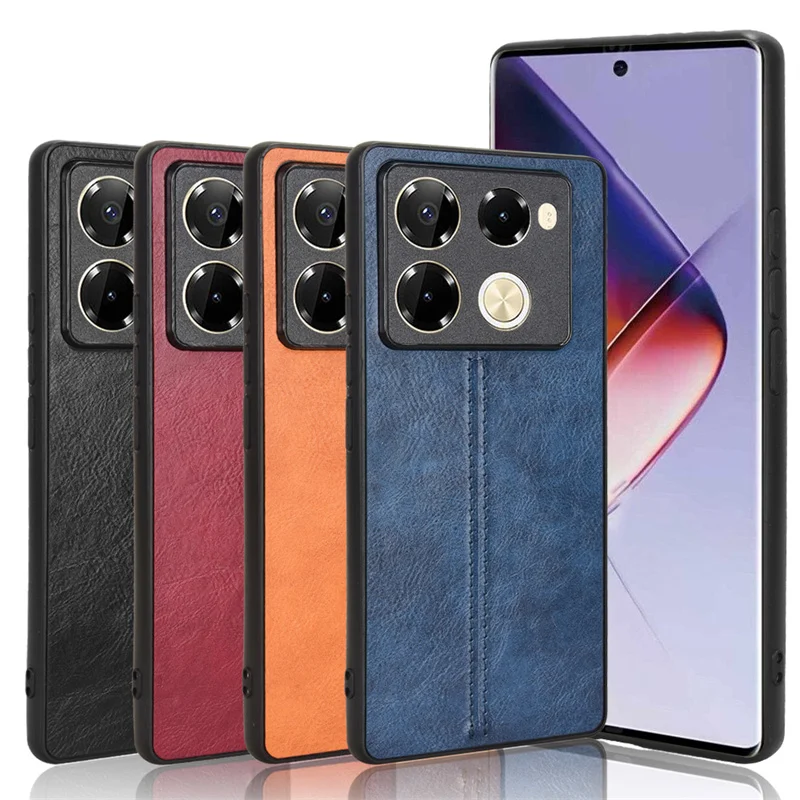 Infinix Note 40 Pro 4G X6850 Case Calfskin PU Leather lines Shockproof Hard Back Cover Case for Infinix Note 40 Pro 4G X6850