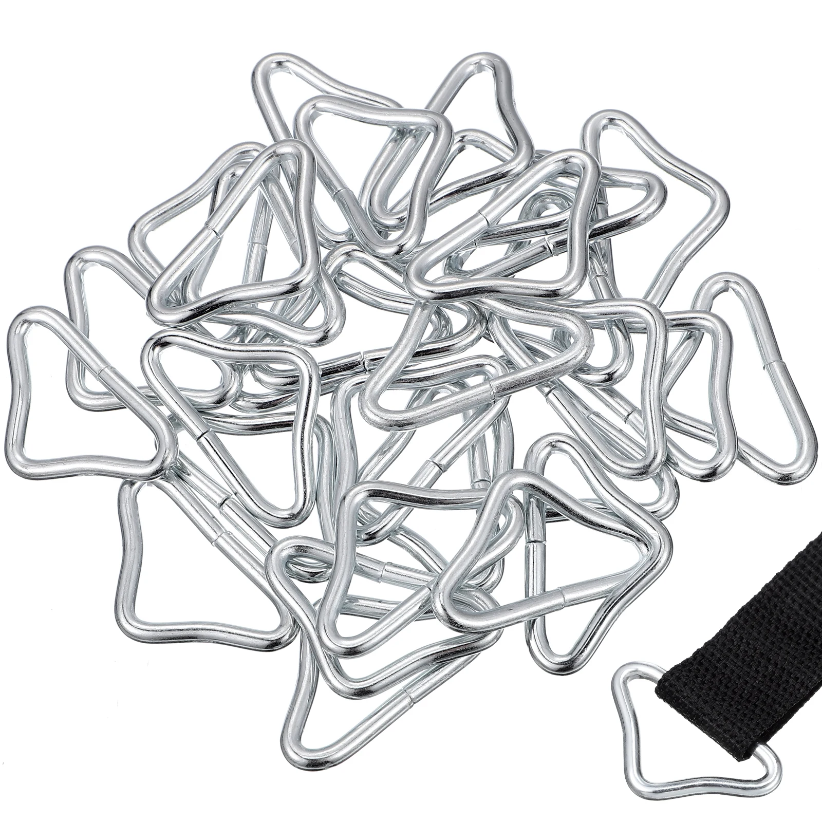 

30 Pcs L Trampoline Accessories Replacement Parts Galvanized Steel Wire and Triangle Ring Buckles