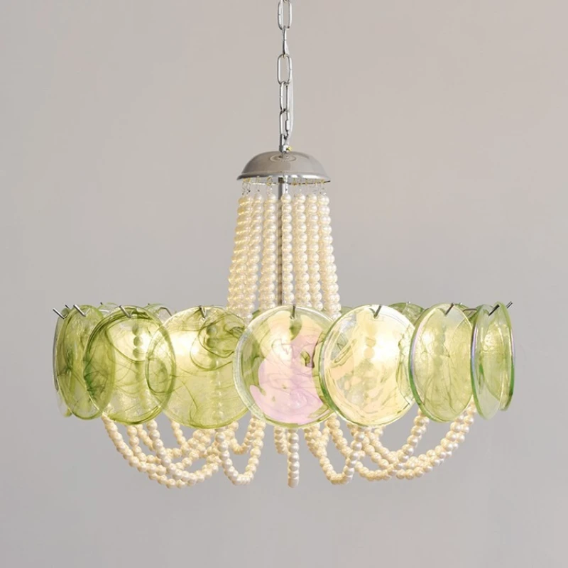 

French Vintage Murano Creative LED Chandelier Seven-color Glass Luxury Pendant Light Room Decoration Living Bedroom Lamp Fixture