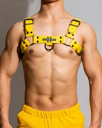 Yellow Hot Lingerie Man Sexual Body adjustable Chest Harness Belt Strap Punk Rave Costumes Harness Men Gay Clothing  Party