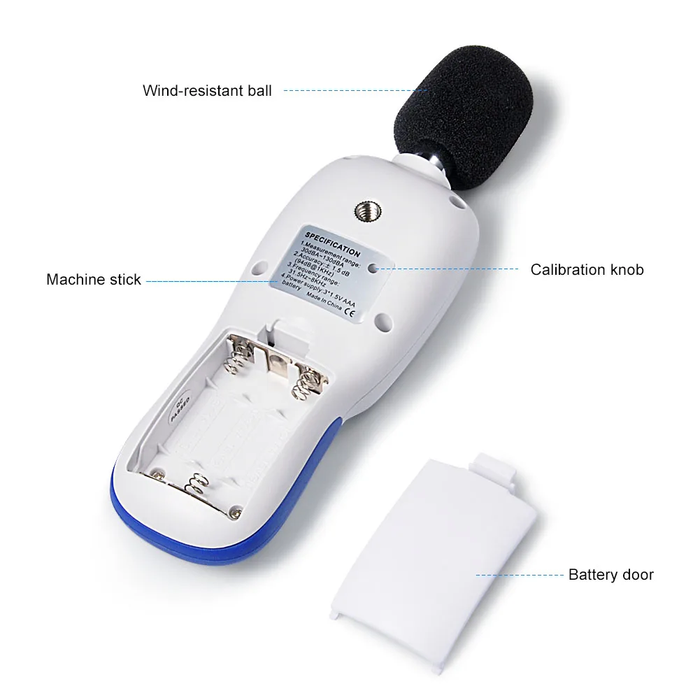 เครื่องมือวัดเสียงรบกวนเอจอยอุปกรณ์วัดระดับเสียงแบบพกพาเครื่องวัดเดซิเบลดิจิตอลเสียงการวัดเสียงรบกวน 30-130dBA MA