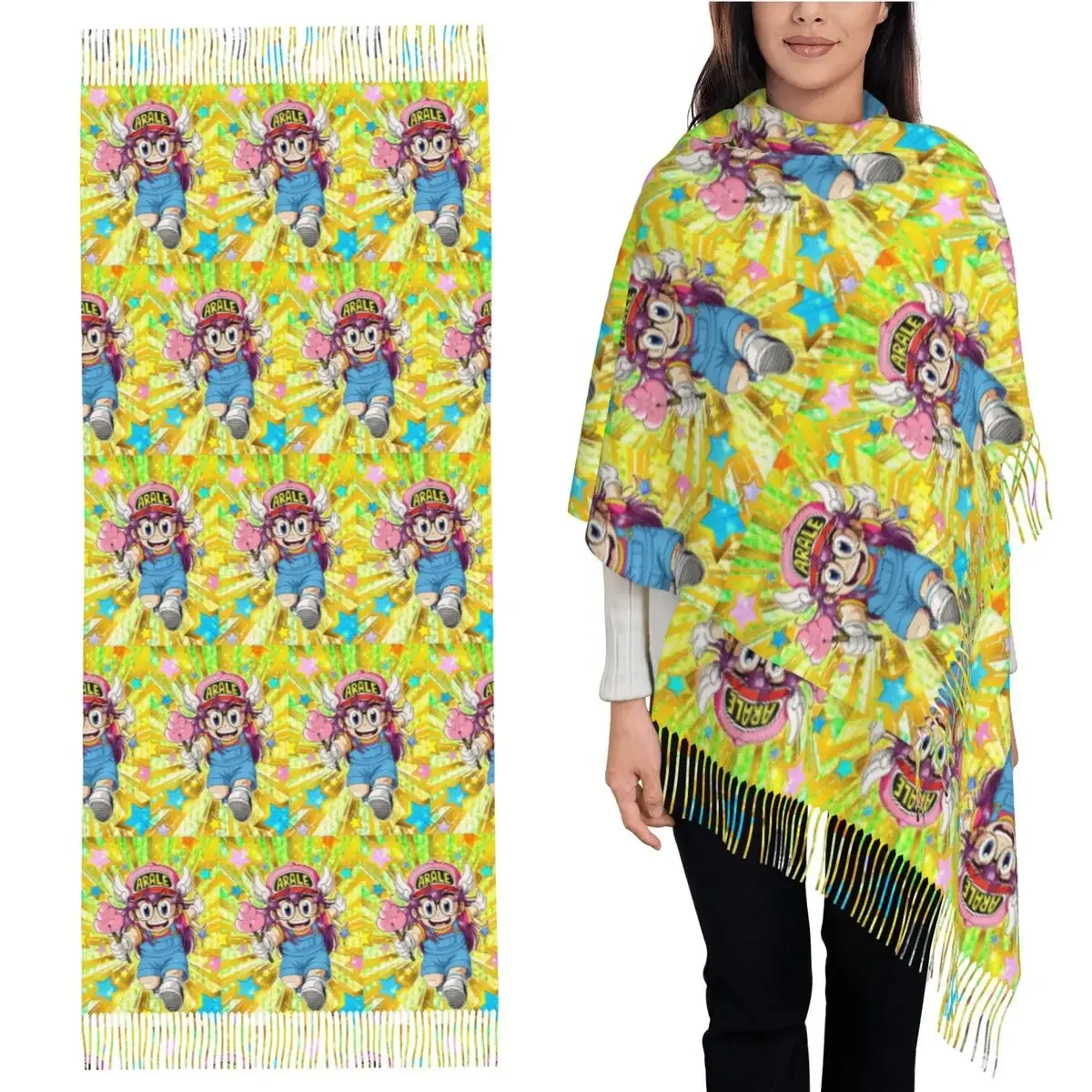 

Arale Dr.Slump аниме шарф с кисточками женские мягкие теплые шали и накидки большая осенне-зимняя шаль