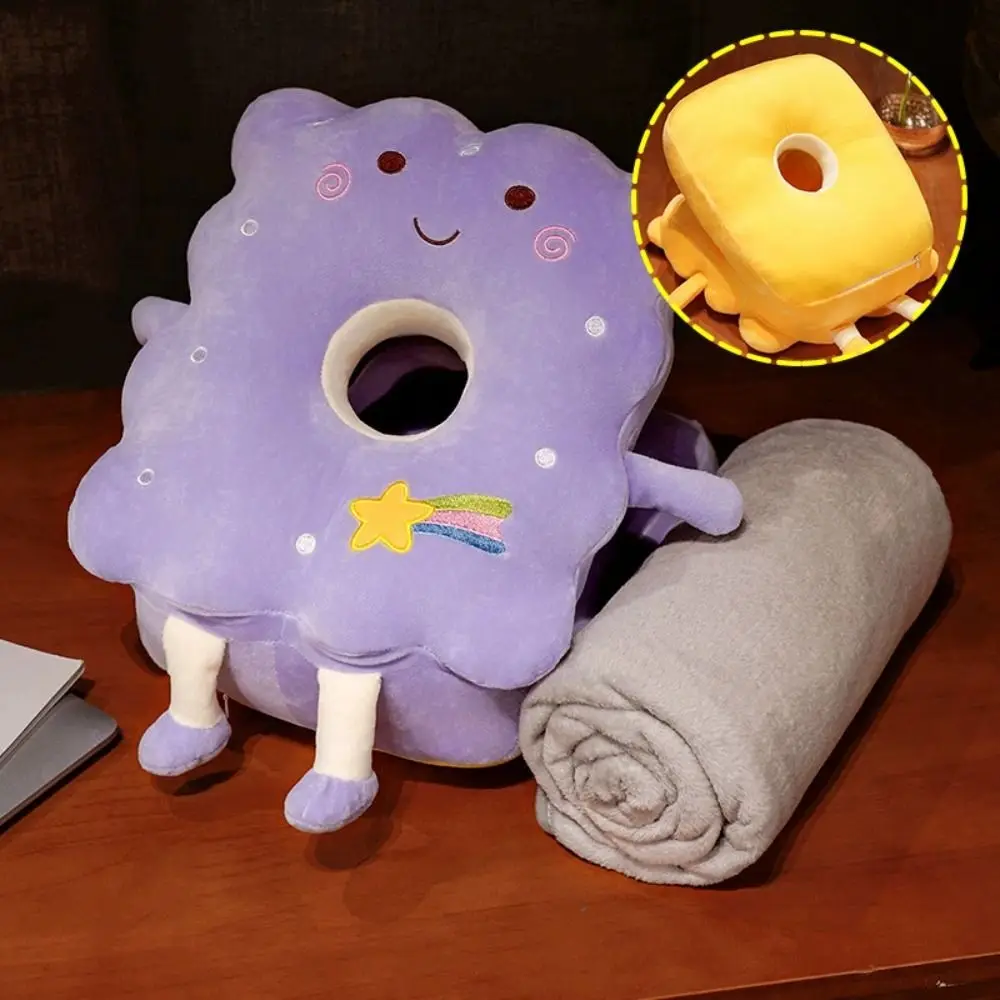 両面使えるハンドウォーマー枕-超ソフト＆アイスシルク-クッキー型オフィス昼寝枕-保温性抜群-ひまわり型中空枕