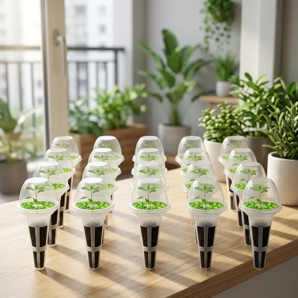 20 Count Soilless Cultivation Accessories with Grow Sponges Domes and Plant Containers for Indoor Gardening Systems