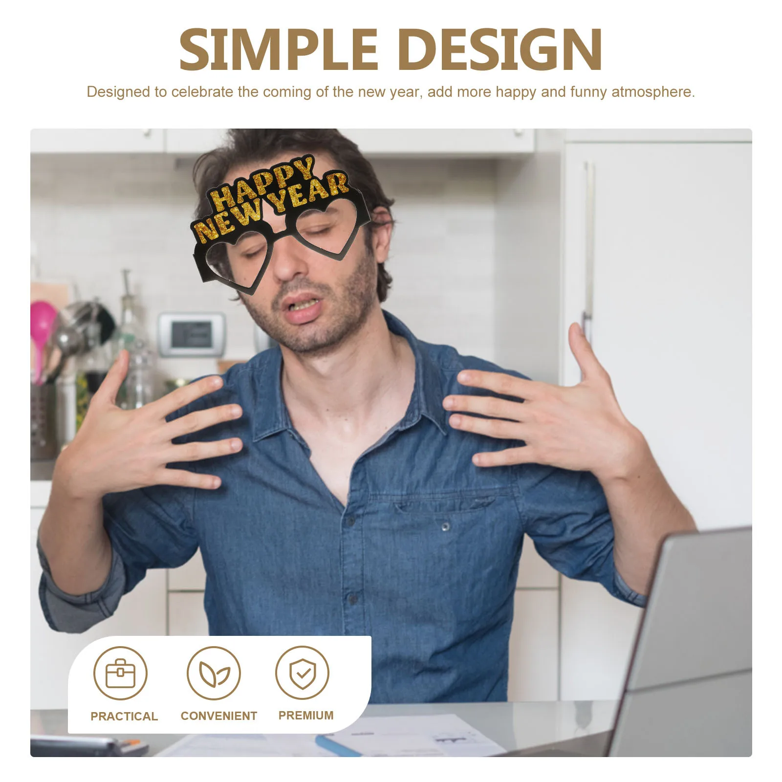 

6Pcs 2024 New Year Party Glasses Decorative Eyeglass Frames Creative Funny Costume Accessories Prop New Year Glasses