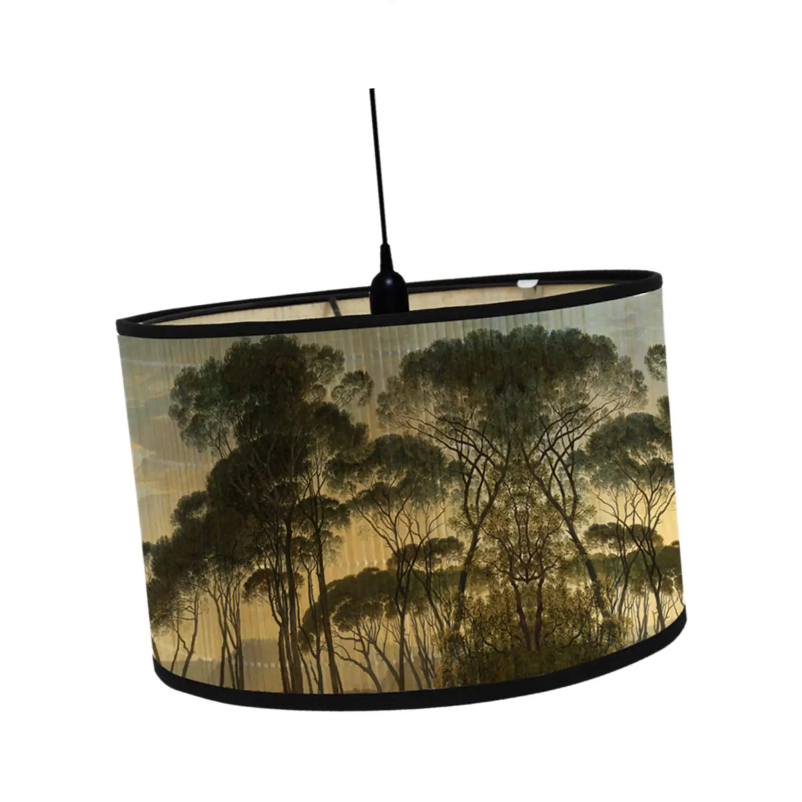 Drum Print Lamp Shade E27 Replaceable Light Accessories Retro Folk Chandelier Lamp Cover Bamboo Lampshade Only for Floor Pendant