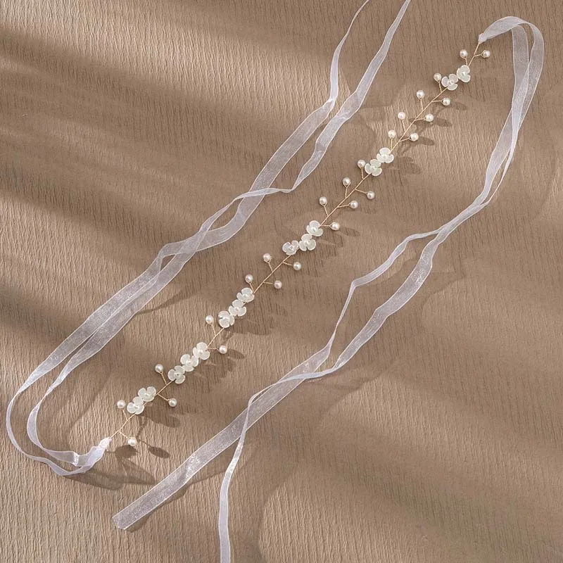 Elegante Blume Perle Kranz Stirnband Braut Hochzeit Kleid Zubehör Girlande Kopfschmuck Braut Haarband Hairvine Hochzeit Schmuck – Detail 4