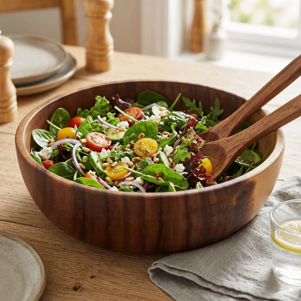 

Easy Clean Wooden Rice Bowl Smooth Whole Carved Soup Bowl Round edges Thickened Salad Bowl Restaurant