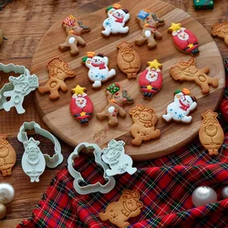 4Pcs Christmas Party Cookie Cutters 3D Pastry molds Stamp Cookie Frame Children's Sandwich Cutters  Baking supplies Baking mold