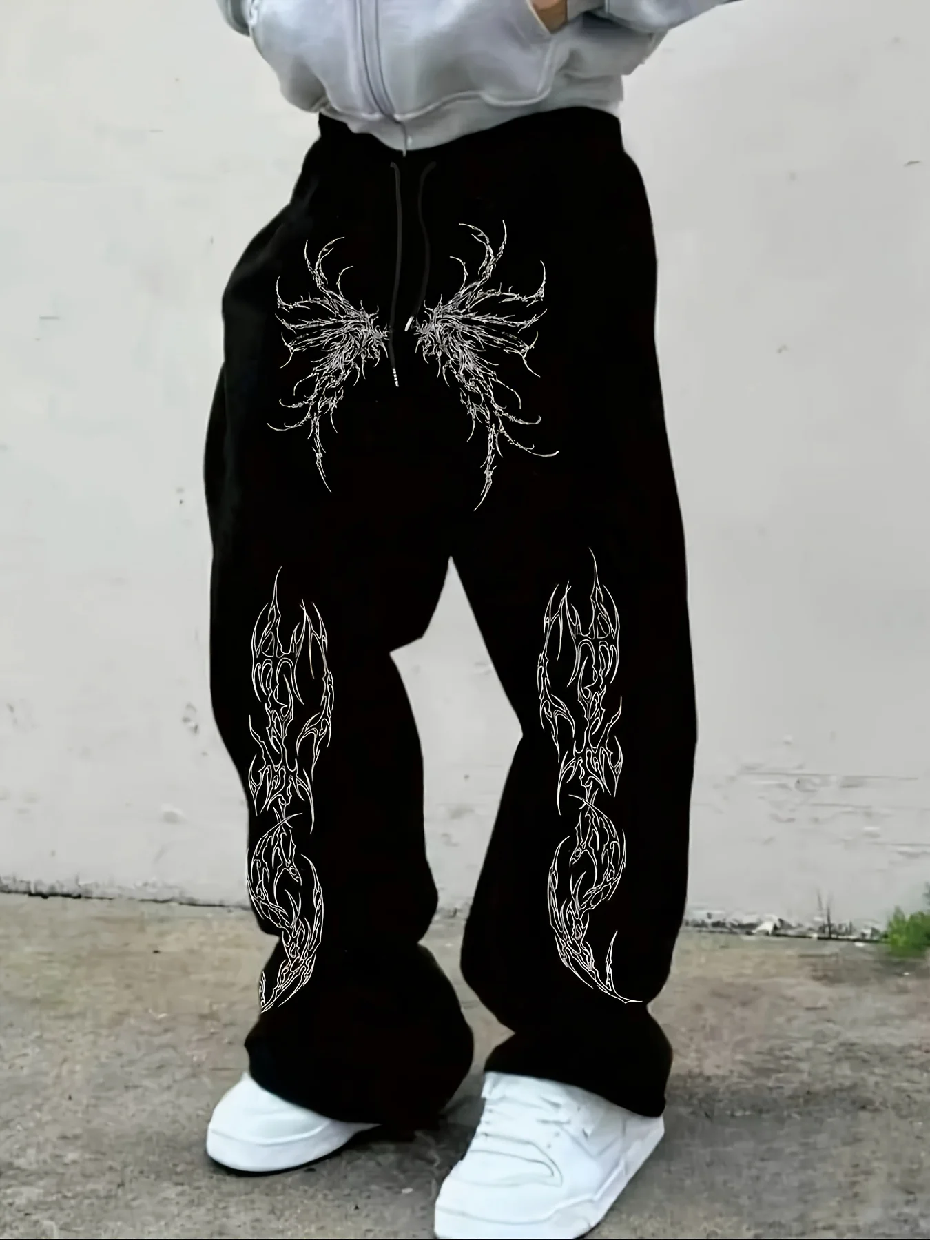 Men's sports pants with a unique Japanese Tokyo dragon patterned plum blossom pattern print, comfortable running pants